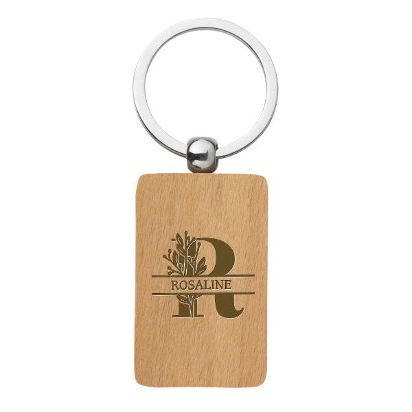 WoodKey Rectangle – Gepersonaliseerde Houten Sleutelhanger (Gravure)