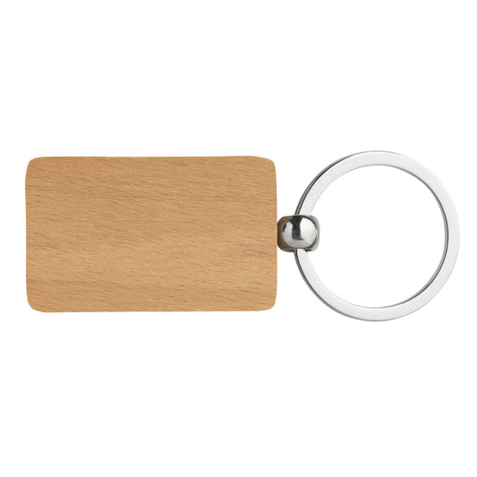 WoodKey Rectangle - sleutelhanger met gravering - H